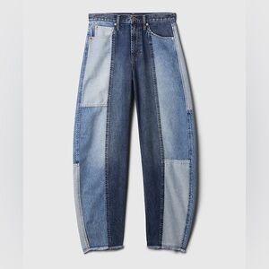 GAP High Rise Barrel Jeans In Patchwork